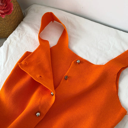Women's Knitted Slim Fit Vest Summer 2025 Svel Top Single Button Design Versatile Inner and Outer Wear Commute Sle