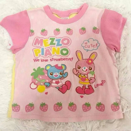 Cute Lolita Tee Women Japanese Harajuku Fairy Grunge Patchwork Tops Y2K Sweet Ruffle Detail Female Daily Outfit