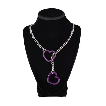 Trendy Simple Adjustable Y-Necklace Heart O-ring Slip Chain Punk Rock Necklace Stainless Steel Cuban Long Necklace For Women