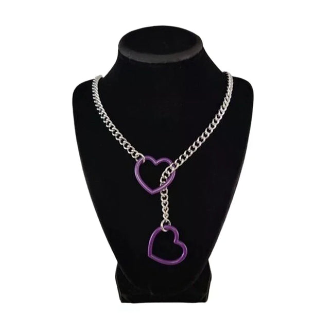 Trendy Simple Adjustable Y-Necklace Heart O-ring Slip Chain Punk Rock Necklace Stainless Steel Cuban Long Necklace For Women