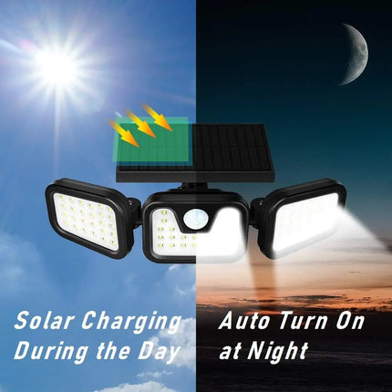 74 LED Solar Security Light with Motion Sensor Solar Floodlight 3 Modes Waterproof Outdoor Solar Wall Lamp for Yard Garden Garag