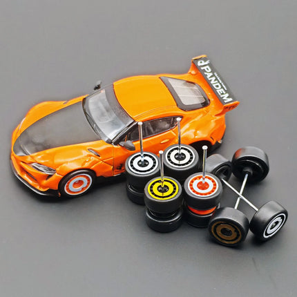 1/64 Model Wheels Rubber Slick Tires ABS Wheels for Hot Wheels  Tomica Mainline Diecast Model Car Refit Parts-Dia 11mm (5 Set)