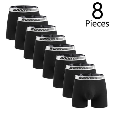 8pcs Black Men's Panties Shorts BONITOS Letter Elastic Waistband Boxer Briefs Cotton Underwear For Man Boxers Men Underpants