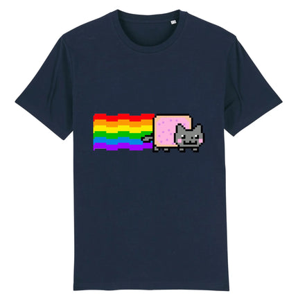 Nyan Cat with Rainbow T-Shirt Funny Meme Creative Top Hip Hop Y2K Vintage Print Short Sleeve Casual Loose Street Wear Unisex