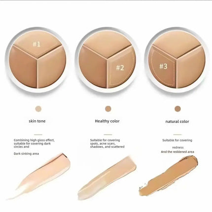 TFIT Three Color Concealer Precise Zoning Concealer Lasting Hydration Pre Makeup Lotion Invisible Pore Brightening Skin Cream