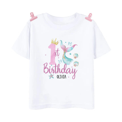 Personalized Fish 1-9 Birthday Girls Shirts T-Shirt Wild Tee Party Tee Shirt Unicorn with Name Clothes Kids Fashion Tops Outfit