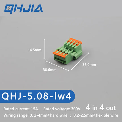 5.08 Threaded Terminal - Welding Free Docking  Handle Spring Plug Quick Connect Suitable for LED Terminal Blocks