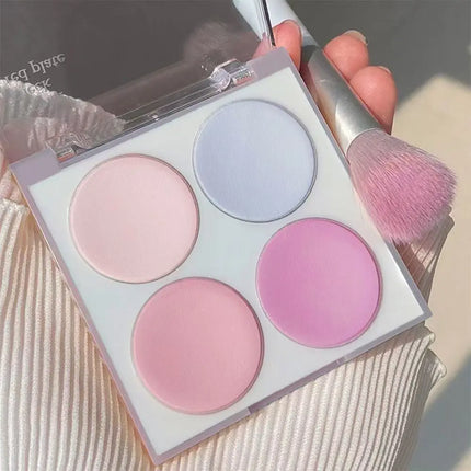 Korean four-color blush,ice cream color,low-saturation pink/blue/purple,naturally brightening & contouring,perfect holiday gift