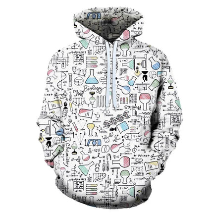 Science Formula Math Pattern Hoodie For Men Funny 3D Printed Long Sleeves Autumn Casual Pullover Tops Hoodies Loose Sweatshirts