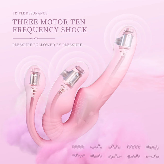 Strapless Strap-on Dildo Vibrators for Women 3-in-1 Vibrator G-Spot Vibrating Penis Dildo Erotic Adult Sex Toys for Couples 18+