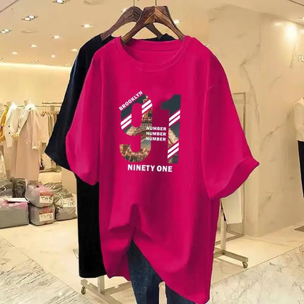Summer Digital Building Print Cotton Basic T-shirt Women Fashion Casual O-neck Short Sleeve Top Tee Loose Oversized Y2k Pullover