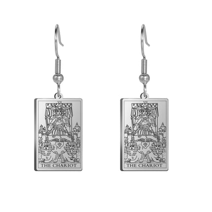 Classic Tarot Cards Stainless Steel Drop Earring for Women Sun Moon Star Lovers Divination Tarot Jewelry Birthday Gift