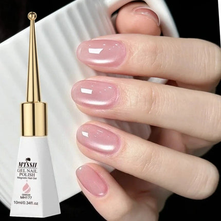 10ml Pink Glass Bead Cat Magnetic Gel Nail Polish Semi Permanent UV LED Gel Varnish Soak Off Nail Art Decorations Nail Supplies