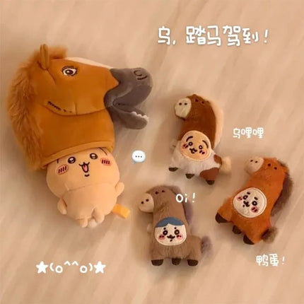 Anime Chiikawa 2026 Horse Series Usagi Hachiware Plush Doll with Keychain Cute Kawaii Cartoon Collectible Gift Sweetness