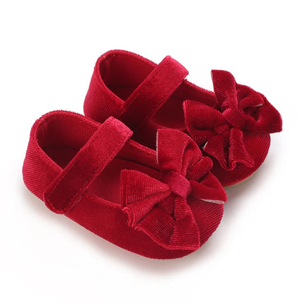 Fashionable Red Baby Shoes for Newborn Girls Cloth Bottom Elegant Noble Casual First Walking Shoes