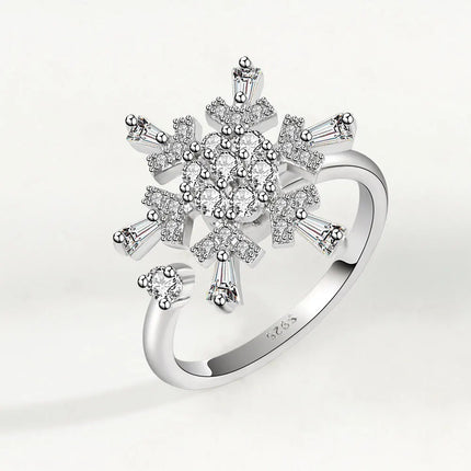 VENTFILLE 925 Sterling Silver Sunflower Diamond Zircon Rotatable Ring For Women Gift Relieve Stress Ring Jewelry Wholesale