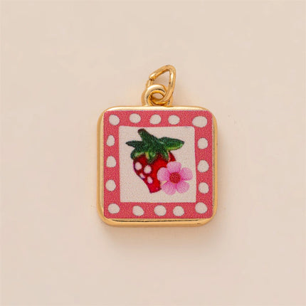 Dopamine pendant necklace, DIY fruit food love pendant, copper material, gold-plated, color preserving