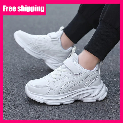 Children Sports Shoes Classic White Casual Running Shoes Spring Autumn New Breathable Mesh Thick Soled Non Slip Kids Sneakers