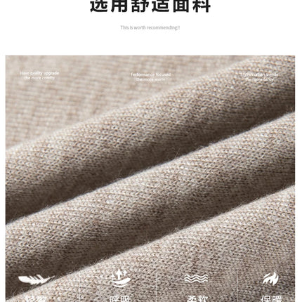 Worsted wool Men POLO Neck  Pullover Long Sleeve Lapel Sweaters Loose Warm Knitted Tops Spring Autumn New Style Men’s Clothing
