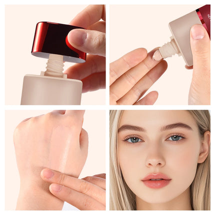 Liquid Foundation And Puff Makeup Set Lightweight Waterproof Long Lasting Matte Facial Foundation Cosmetics Woman Makeup