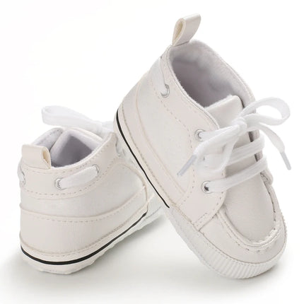 Spring and Autumn High Top With PU Anti Slip Baby Shoes 0-1 Year Old Baby Casual Sports Soft Soled Walking Shoes