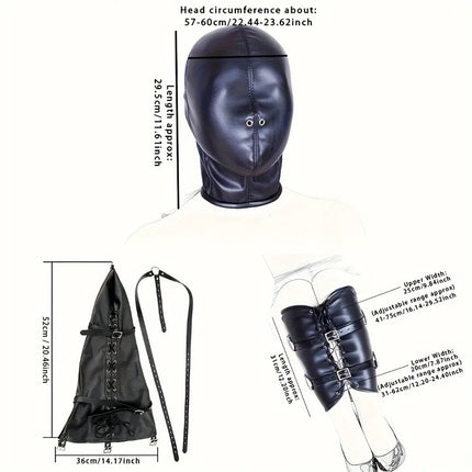 Bondage BDSM Restraints Role Play Hands Wrists Arm Leg Binder Hood Mask Faux Leather Tight Single Glove Adult Costumes Sex Toys