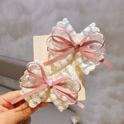 Korean style lace bow children's headwear with little girl's temperament lace hair clip heavy handmade high-end headwear hair cl