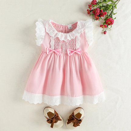 2025 Summer New Pink Ruffled Collar Doll Dress for Baby Girl, Cute and Fashionable Princess Sleeveless Vest Dress