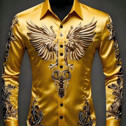 Noble and elegant, high-quality and comfortable men's long sleeved shirt, fashionable trend, digital printing, street outdoor