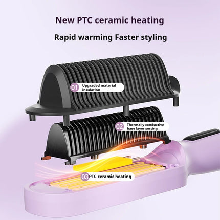 Negative Ion Hair Straightener Brush 2 in 1 Straighten and Curl Anti Frizz3 Temperature Settings for All Hair Types