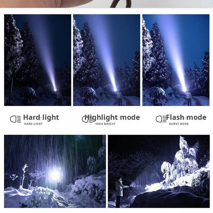 New model LED adjustable focus flashlight, USB rechargeable, aluminum alloy, high-intensity, outdoor camping self-defense flashl