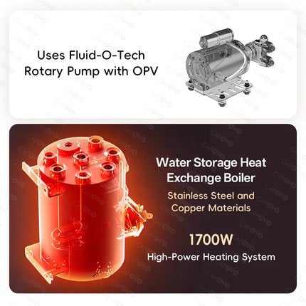 CAFOVO E124 9Bar Commercial Espresso Machine Real E61 Group Head Rotary Pump Heat Exchange Boiler Adjustable Pressure Lever