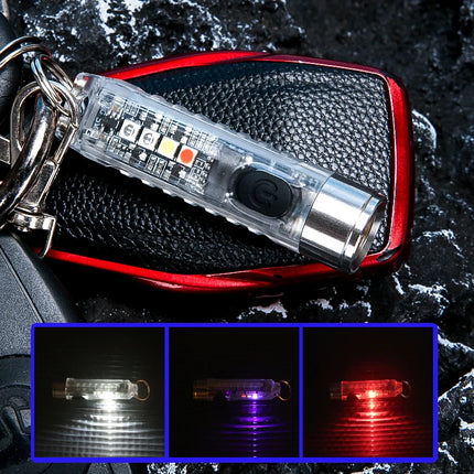 Portable Mini Keychain Flashlight Rechargeable Waterproof Torch Lamp with Magnet Multifunction Warning Camping Flashlight