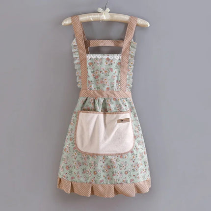 Cute Print Apron with Pockets Baking Kitchen Aprons for Cooking Adjustable Straps Painting Cleaning Aprons