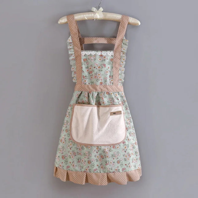 Cute Print Apron with Pockets Baking Kitchen Aprons for Cooking Adjustable Straps Painting Cleaning Aprons