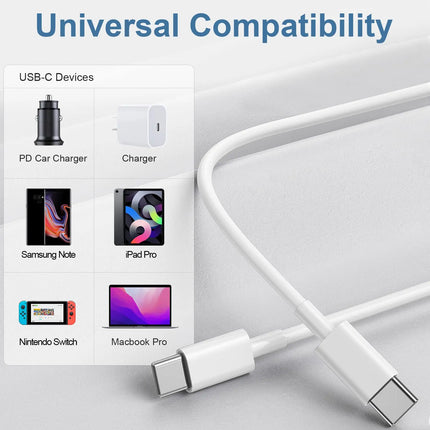 10PCS Type C to Type C Cable For IPhone 15 16 17 PD 100W Fast Charging For Samsung Xiaomi Huawei Type C Data Line White 1M