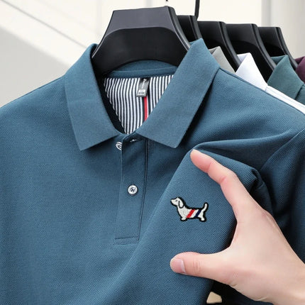 100% pure cotton summer 2025 men's new Polo T-shirt classic version comfortable breathable short sleeve premium embroidered top