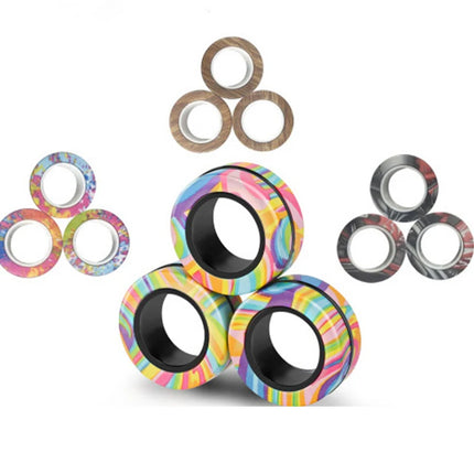 Magnetic Rings Fidget Toy Set Adult Fidget Magnets Spinner Rings Fidget Pack Great Gift for Adults Teens Kids (3PCS)