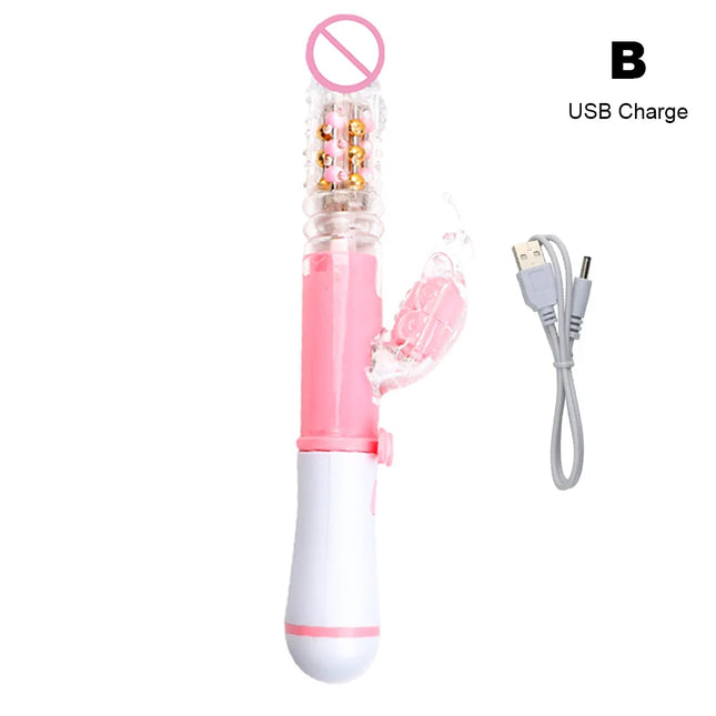 Erotic Butterfly Vibrators For Women Vaginal Clitoris Stimulator Anal Plug Rotate Stretch Fake Dildo Female Masturbator Sex Toys