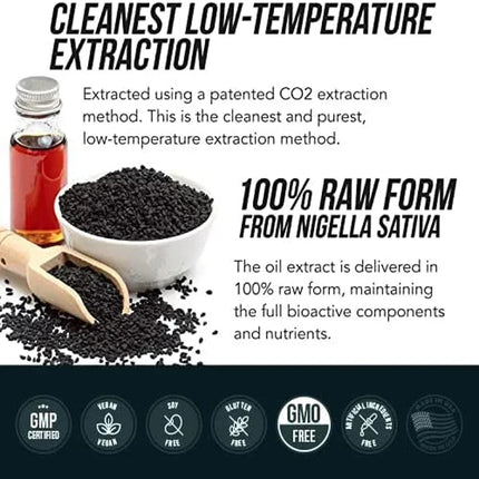 Black Cumin Seed Oil - Supports Immune, Cardiovascular, Hair, Skin, Digestive & Respiratory Health, Promoting Overall Well-being