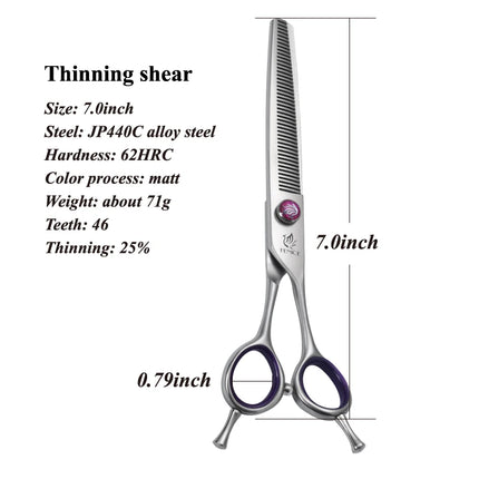 Fenice JP440C 7/8 Inch Professional Pet Dogs Grooming Scissors Straight Curved Thinning Chunker Shear Scissors Set For Dogs