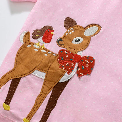 Little maven 2026 Summer Toddlers Children's Clothing Birthday Gifts Sika Deer T shirts Cartoon Baby Girls Kids Clothes Cotton