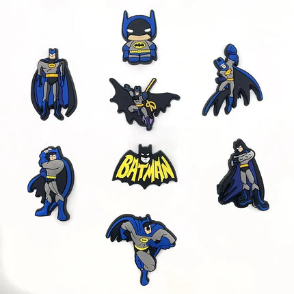 8Pcs Superheroes Batman Shoe Charms for Clogs Bubble Slides Sandals PVC Shoe Decorations Buckle Accessories for Kids
