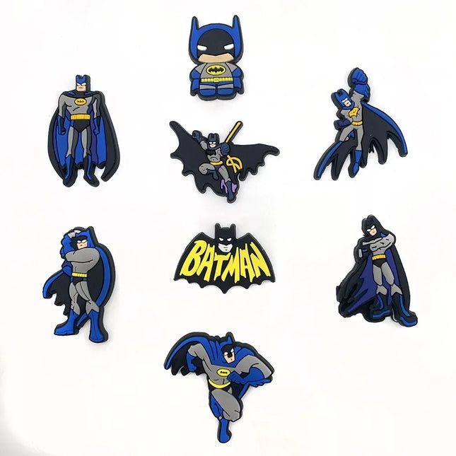 8Pcs Superheroes Batman Shoe Charms for Clogs Bubble Slides Sandals PVC Shoe Decorations Buckle Accessories for Kids