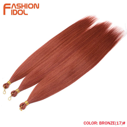 FASHION IDOL 28inch/3PCS Ariel Straight Hair Bundles Crochet Hair Synthetic Braiding Hair Ombre Rainbow Braids Hair Extensions