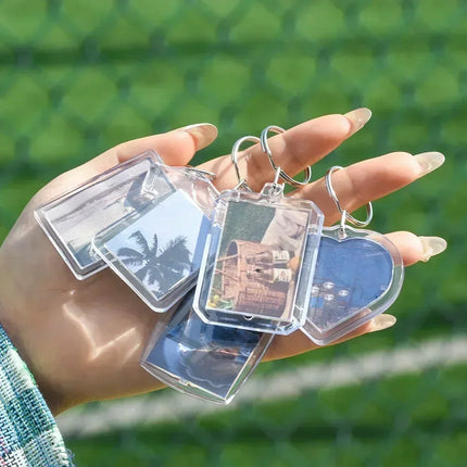 5/50pcs Transparent Rectangle Blank Clear Acrylic Insert Photo Picture Frame Keyring Keychain DIY Split Ring Key Chain Gifts