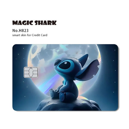 Magic Shark Mickey Minnie Stitch Donald Duck Bear Princess Holographic Film Shinny Laser Skin Sticker for Debit Credit Card