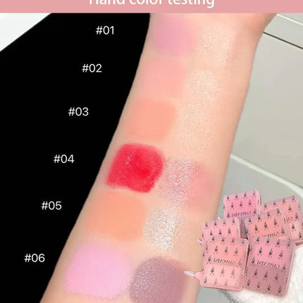 Cappuvini Double Water Glow Blush Cream Hydrating Blusher with Fine Shimmer Natural Makeup Effect Blush Palette