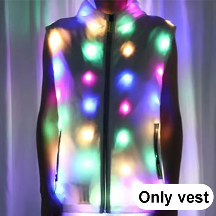 Cool led lights clothes lumnious man jacket with led lights Rave performance Dress for dancing man night running led costume