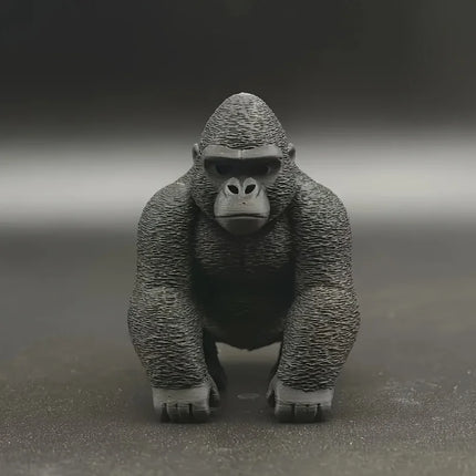3D Printed Silver Backed Gorilla Statue, Realistic Chimpanzee Ornament, Used for Desktop, Office, and Holiday Home Decoration